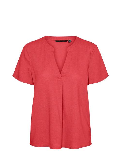 Vmmymilo Ss V-Neck Top Wvn Ga Vero Moda Coral