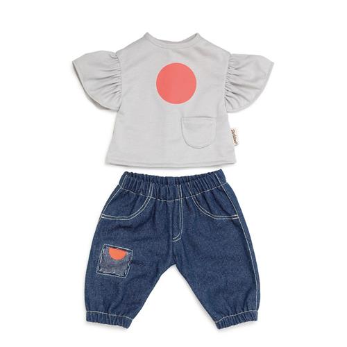 Skrållan Skrållan T-Shirt & Jeans Dukke Outfit Grå 3-6 Y      Unisex