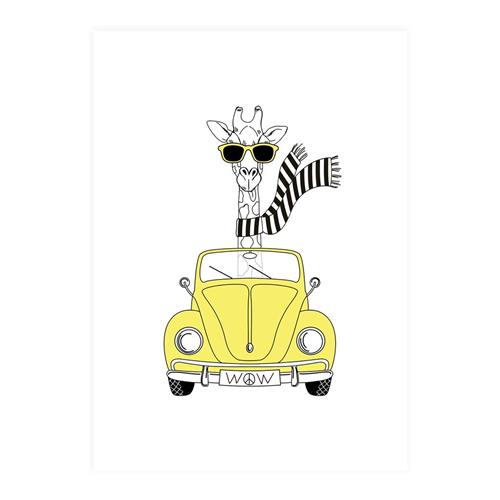 XO Posters Poster Cool Giraffe One Size  Gul  One Size  Unisex
