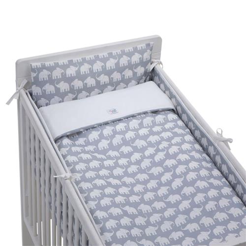 Rätt Start 100 x 130 / 38 x 55 Mønstret Tremmeseng Sengetøj-sæt Med Elefanter Grå One Size      Unisex