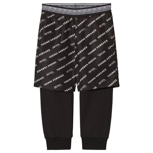 Versace Black Logo Print Shorts and Sweat Pants Set 14 Y    14 år  mand