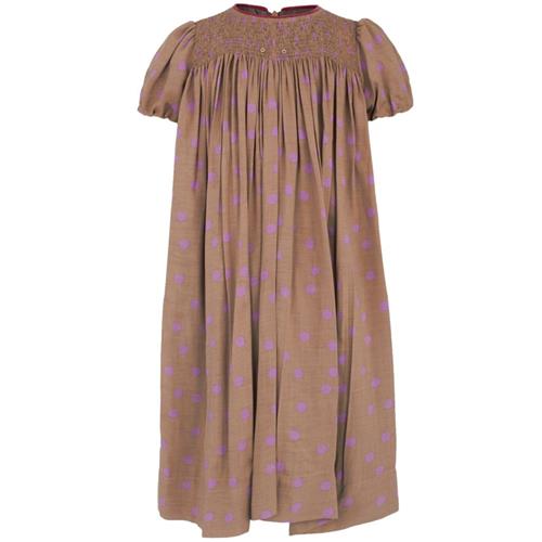 La Stupenderia Dress Brown with Purple Polka Dots 6 months    6 måneder  kvinde
