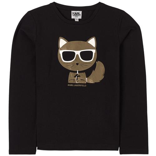 Karl Lagerfeld Choupette Print T-shirt Sort 16 Y    16 år  kvinde