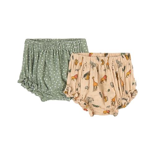 Buddy & Hope 2-pak GOTS Mamelukker Green Dots/Wild Animals 62/68 cm  Grøn  62/68 cm  Unisex