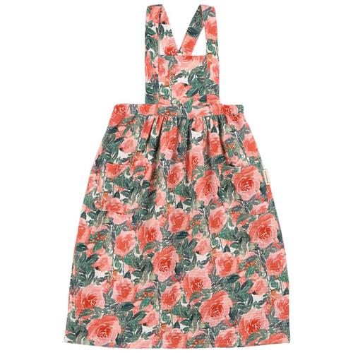 Piupiuchick Flower Print Pinafore Grøn 3 Y  Lyserød  3 år  kvinde