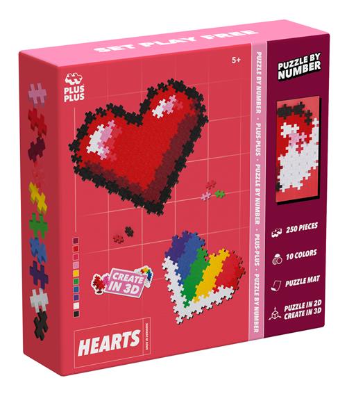 Plus-Plus Puzzle By Number Hearts Byggesæt One Size  Rød  One Size 5 Y+ Unisex