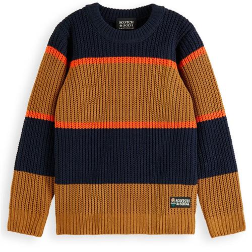 Scotch & Soda Kontrastfarvet Strikket Trøje Brun 16 Y  Brun  16 år  mand