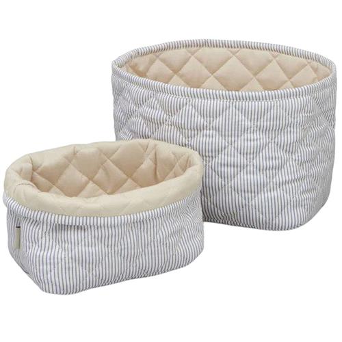 Cam Cam 2-Pack Stribede Quiltede Opbevaringskurve Blå One Size      Unisex