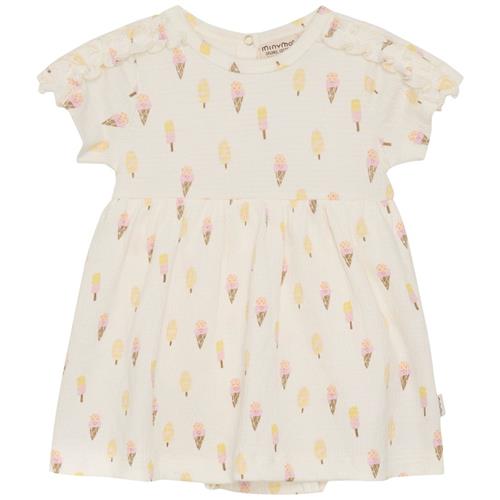 Minymo Mønstret Bodykjole Pristine 74 cm  Creme  74 cm  kvinde