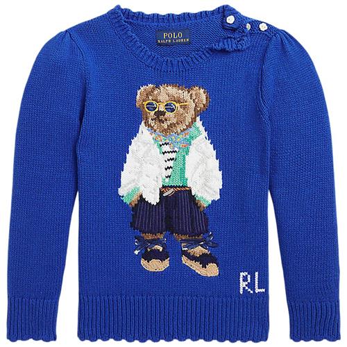 Ralph Lauren Strikket Baby Sweater Sapphire Star 8/3 COTTON-BEAR SWEATER-SV-PLO PULLOVER SAPPHIRE STAR  Blå    kvinde