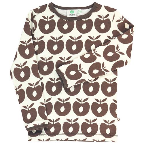 Småfolk Mønstret Langærmet T-shirt Med Æbler Brun 3-4 Y  Brun  3-4 år  Unisex