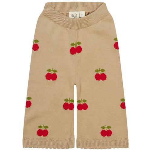 Flöss Barbara Strikkede Bukser Med Intarsiae Æbler Tan 110 cm  Brun  110 cm  Unisex