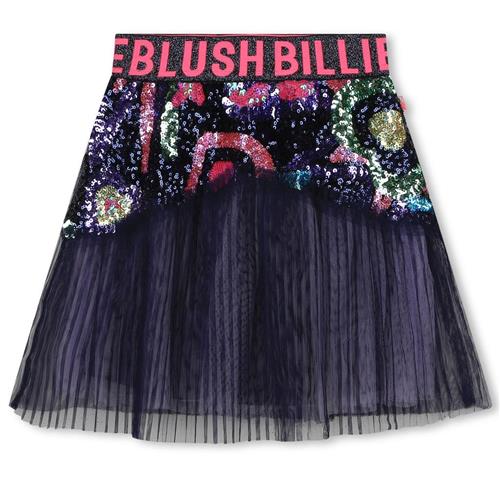 Billieblush Plisseret Nederdel Med Pailleter Navyblå 2 Y  Marineblå  2 år  kvinde