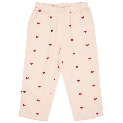 Copenhagen Colors GOTS Heart Twill-bukser Dusty Rose Berry Hearts 122 cm  Lyserød  122 cm  kvinde
