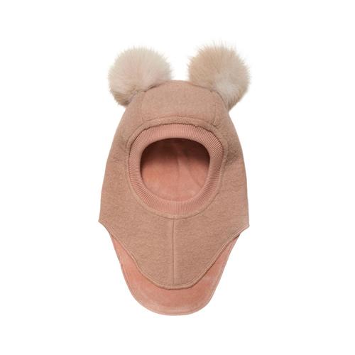 Huttelihut Balaclava m. Alpaca Pompoms Rose Melange 0-12 months  Lyserød  0-12 måneder  Unisex
