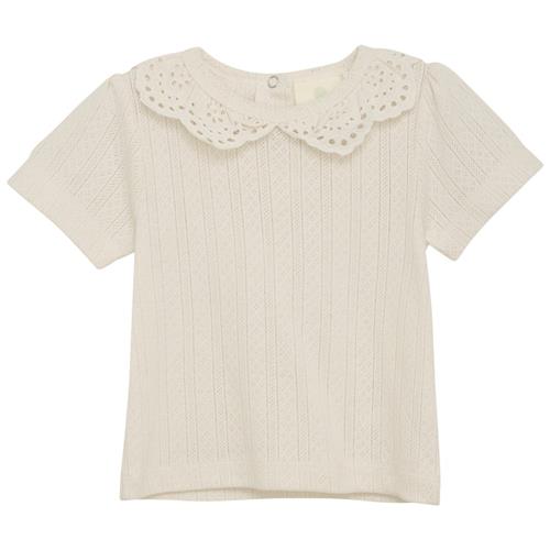 EnFant Baby T-shirt I Pointelle Eggnog 62 cm  Creme  62 cm  kvinde
