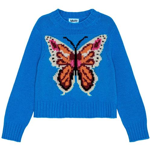 Molo Gulda Strikket Trøje Butterfly 92/98 cm  Blå  92/98 cm  kvinde