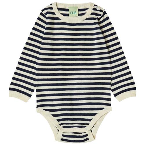 FUB Stribet Babybody Ecru/Dark Navy 86 cm  Creme  86 cm  Unisex