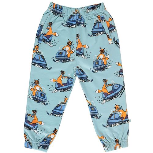 Småfolk Sweatpants i Stratosphere med snescooter mønster 5-6 Y  Blå  5-6 år  mand