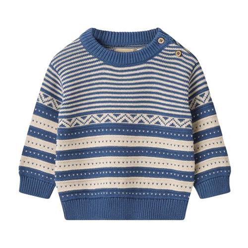 Wheat GOTS Janus Strikket Baby Sweater Deep Ocean 74 cm  Blå  74 cm  mand