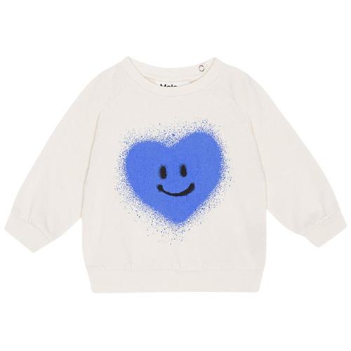 Molo GOTS Disc Sweatshirt Blue Heart 80 cm  Hvid  80 cm  Unisex