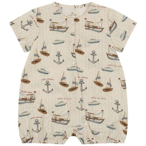 Konges Sløjd GOTS Ace Mønstret Romper Sail Away 9 Months  Beige  9 måneder  Unisex