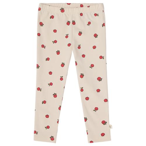 Buddy & Hope Kalle GOTS Mønstrete Leggings Med Æbler Cremefarvet 50/56 cm  Hvid  50/56 cm  Unisex