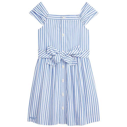 Ralph Lauren Stribet Kjole Blå 50S YD POPLIN-STRPBTTNDRSS-DR-DAD DAY DRESS 127 WHITE BLUE  Blå    kvinde