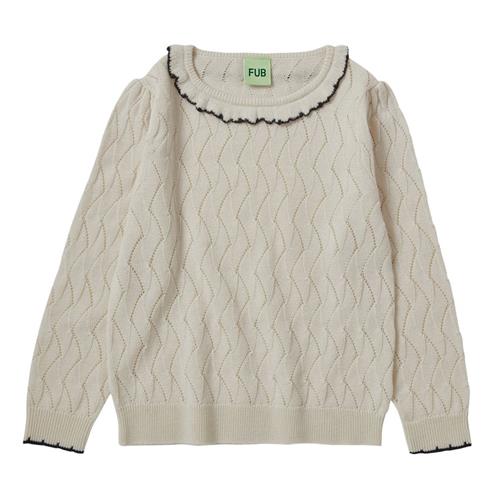 FUB Pointelle Pattern Bluse Ecru 120 cm  Creme  120 cm  kvinde