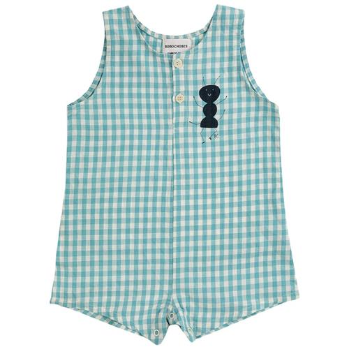 Bobo Choses Ant Gingham Romper Turkis 9 Months  Blå  9 måneder  Unisex