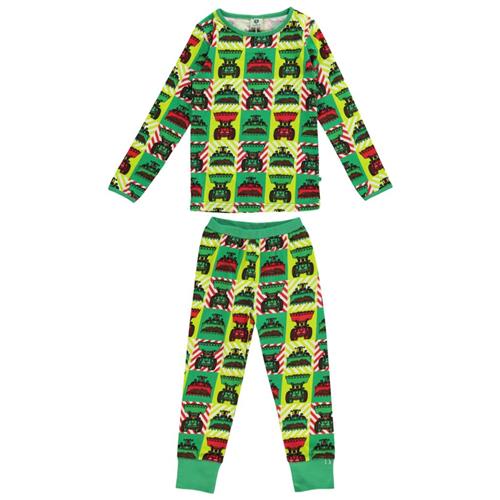 Småfolk Mønstret Pyjamas Med Gravemaskiner Grøn 3-4 Y  Grøn  3-4 år  Unisex