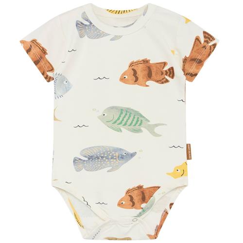 Hust&Claire Bob Mønstret Babybody Elfenben 86 cm  Hvid  86 cm  Unisex