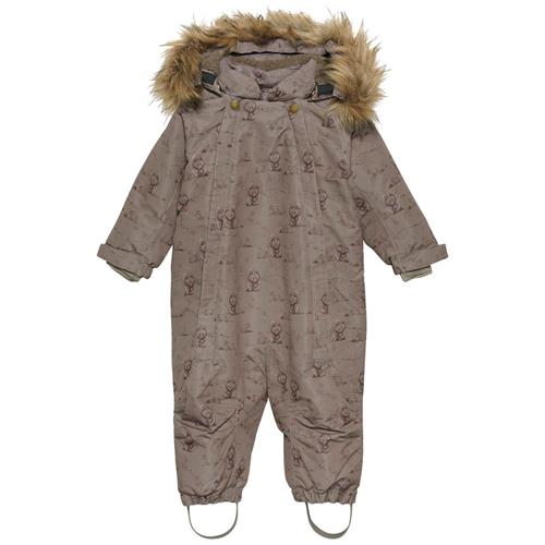 EnFant Mønstret Baby Overall Chocolate Chip 80 cm  Beige  80 cm  Unisex