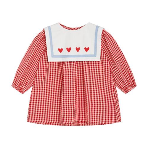 Flöss Anna Gingham Kjole Ruby 122 cm  Rød  122 cm  kvinde