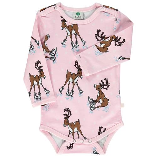 Småfolk Reindeer Baby Body Icy Pink 62 cm  Lyserød  62 cm  kvinde