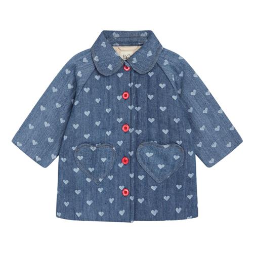 Flöss Lollo Hjertemønstret Jakke Denim Blå 122 cm  Blå  122 cm  Unisex