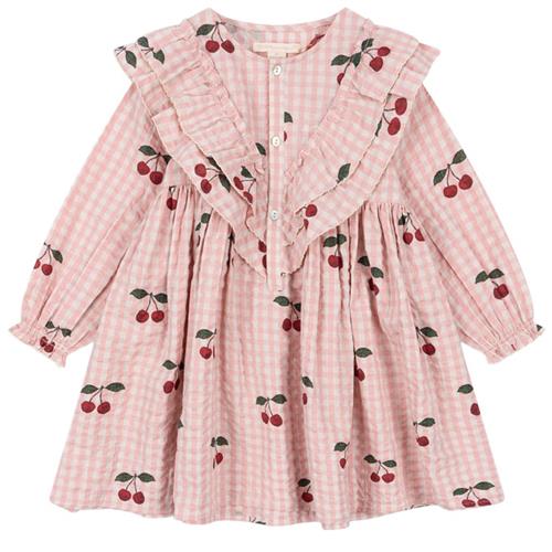Konges Sløjd Kim Frill Kjole Cherry Check 18 months  Lyserød  18 måneder  kvinde