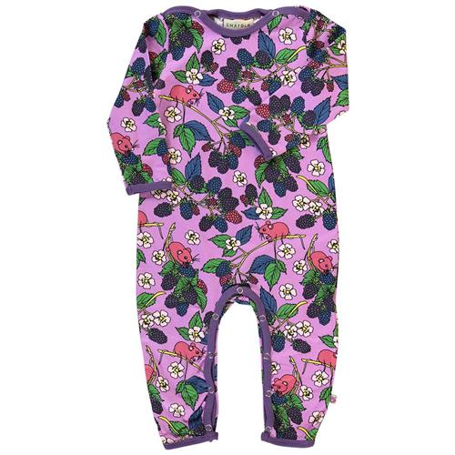 Småfolk Long-sleeved baby bodysuit with blackberries  Dusty Lavender 80 cm  Lilla  80 cm  kvinde