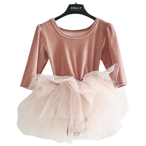 DOLLY by Le Petit Tom Velvet Planet Tutu Dress in Pink 8-10 Y  Lyserød  8-10 år  kvinde