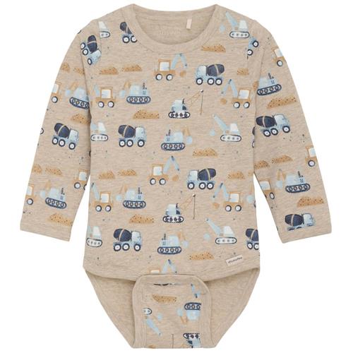 Minymo Mønstret Babybody Beige 80 cm  Beige  80 cm  mand