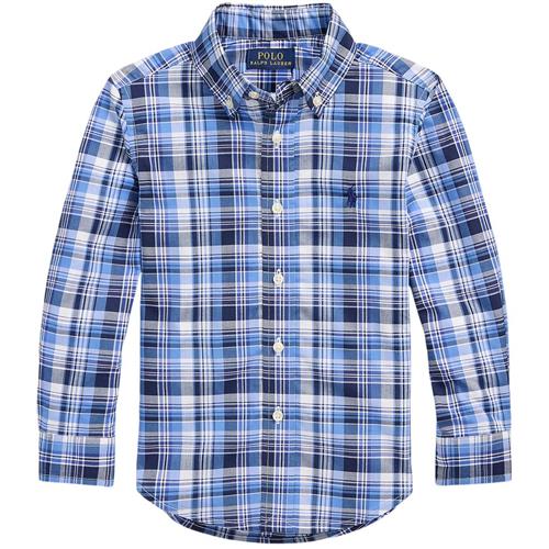 Ralph Lauren Ternet Skjorte Blå Plaid Cotton Poplin Shirt 644B1 Blue Multi  Blå  94-100 cm  mand