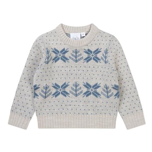 Flöss Fin Strikket Trøje Fair Isle Snowflake 68 cm  Creme  68 cm  Unisex