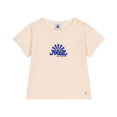 Petit Bateau Baby T-shirt Med Tryk Cremefarvet 3 Months  Beige  3 måneder  mand