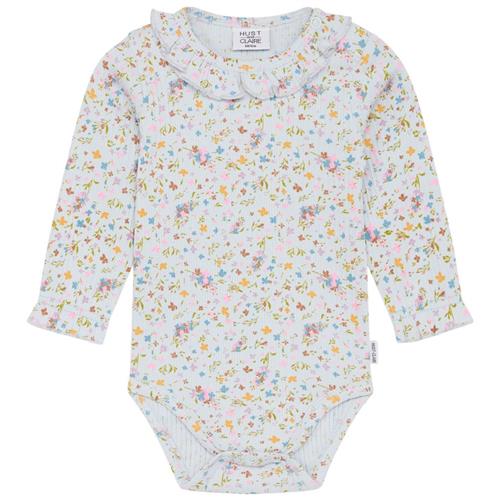 Hust&Claire Bitta Blomstret Babybody Water 56 cm  Blå  56 cm  kvinde