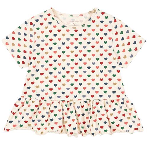 Konges Sløjd GOTS Basic T-shirt Med Frynser Coeur Coloré 12 months  Creme  12 måneder  kvinde