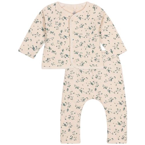 Petit Bateau Mønstret Sæt Med Cardigan Og Bukser Cremefarvet Newborn  Creme  nyfødt  Unisex