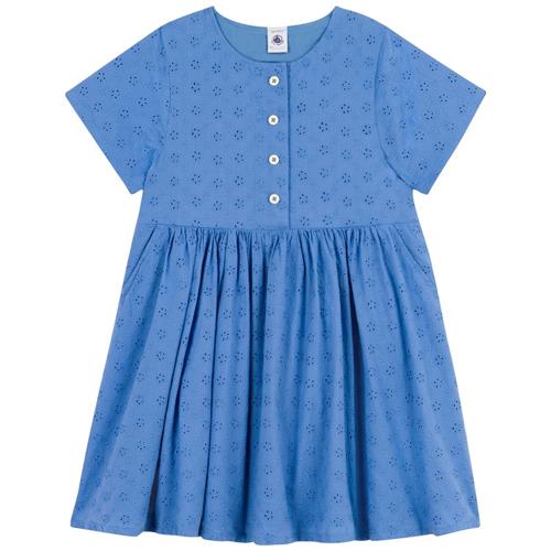 Petit Bateau Kjole Med Broderie Anglaise Blå 8 Y  Blå  8 år  kvinde