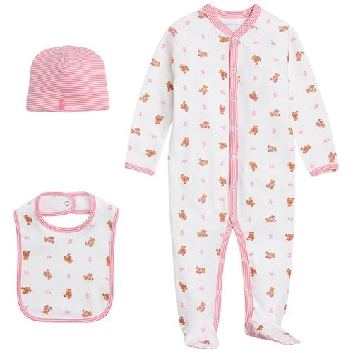 Ralph Lauren Mønstret Baby-sæt Lyserød 6 months  Lyserød  6 måneder  kvinde