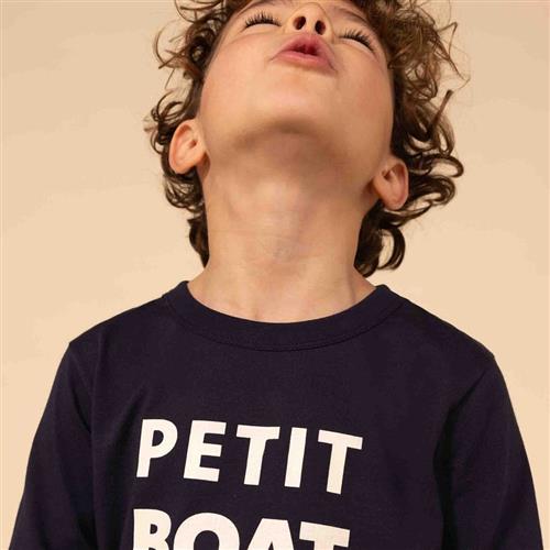 Petit Bateau Langærmet T-shirt Med Tryk Navyblå 10 Y  Marineblå  10 år  mand