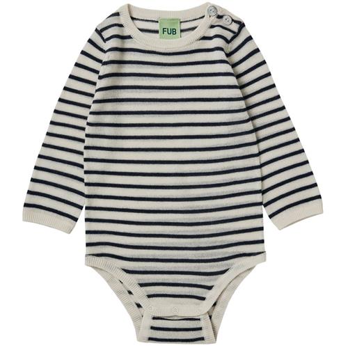 FUB Stribet Baby Body Ecru/Dark Navy 68 cm  Creme  68 cm  Unisex